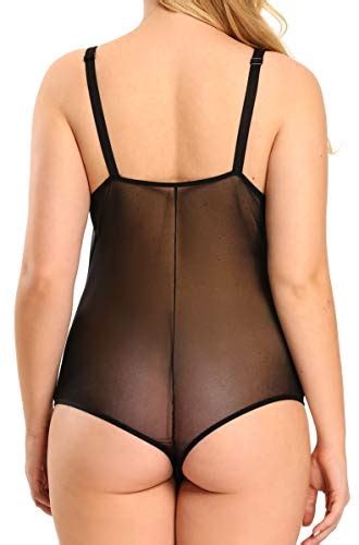 Plus Size Lingerie For Women Sexy Eyelash Lace Bodysuit Naughty See Through Mesh One Piece Teddy