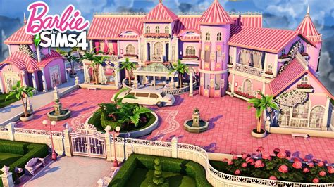 Sims 4 Barbie Dreamhouse No Cc Speed Build Kate Emerald Youtube
