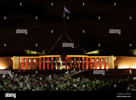 The Parliament House Illuminated With Images Of Queen Elizabeth After