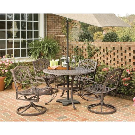 Home Styles Biscayne 42 In Bronze 5 Piece Round Swivel Patio Dining