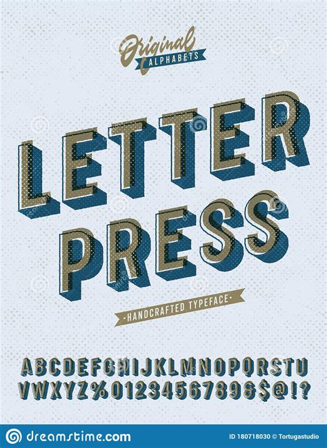 Slanted Letter Press Vintage Alphabet Stock Vector Illustration Of