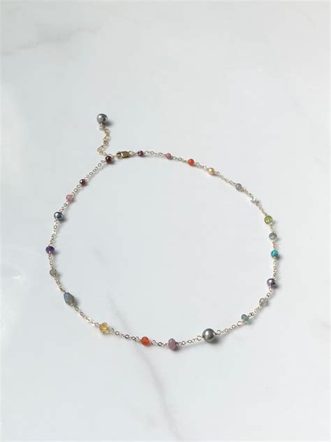 Gemstone Choker Multi Gemstone Beaded Necklace Rainbow Etsy