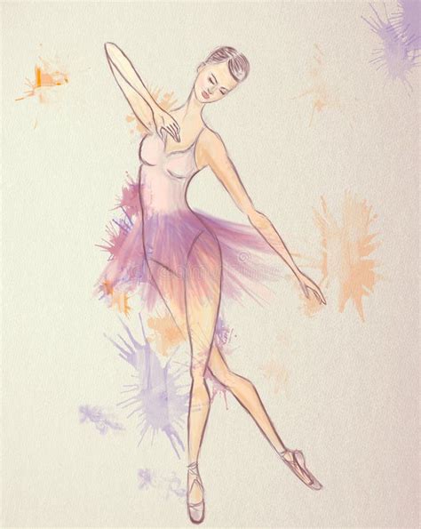 Ballerina Drawing Beautiful Ballet Dance Performer Stock Illustration