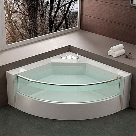 This angular tub can probably fit two people with ease. corner bathtubs for small spaces designs | Bathroom design ...