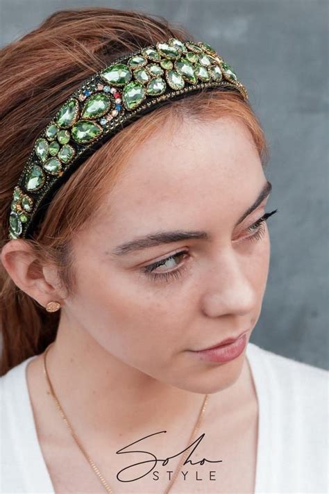 Droplet Emerald Headband Headbands Encrusted Emerald