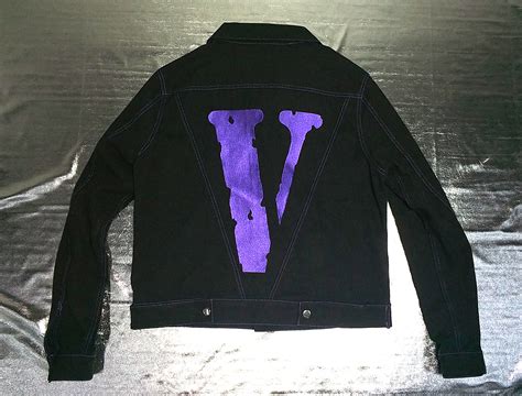 Vlone Hip Hot Street Denim Jacket Embroidered Frineds Purple Large V