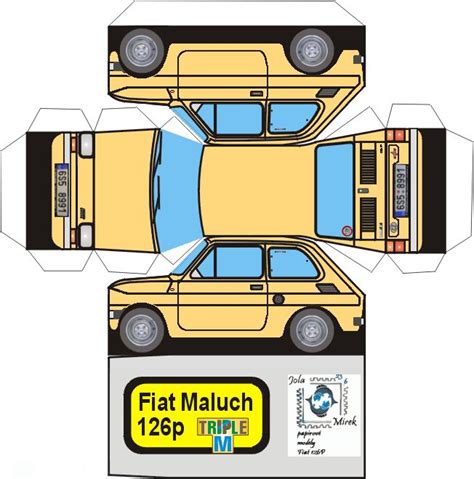 Papercraft Vehicles Fiat 126 Vehicle Papercraft Printable Papercrafts