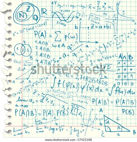 Squared Paper With Mathematical Formulas Vector Illustration