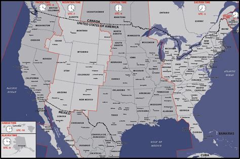 Usa Time Zones Map Digital Vector Creative Force