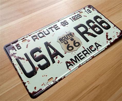 Rone132 Vintage License Car Plates Usa R66 Route 66 America Vintage