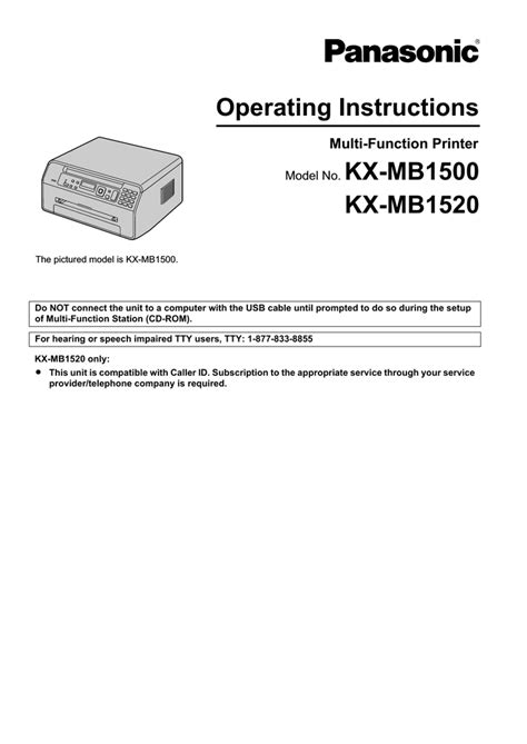 Panasonic Kx Mb1500 User Guide