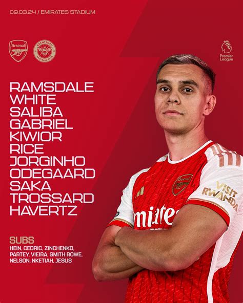 Arsenal Release Their Official Lineup To Face Brentford Today Arsenal