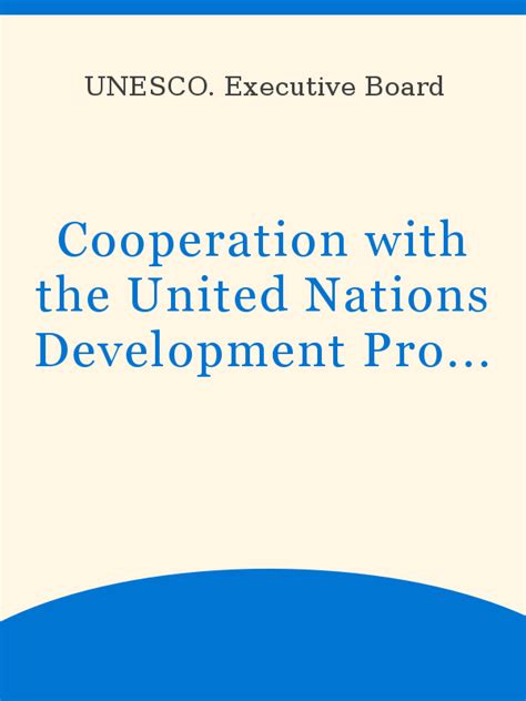 Cooperation With The United Nations Development Programme Undp