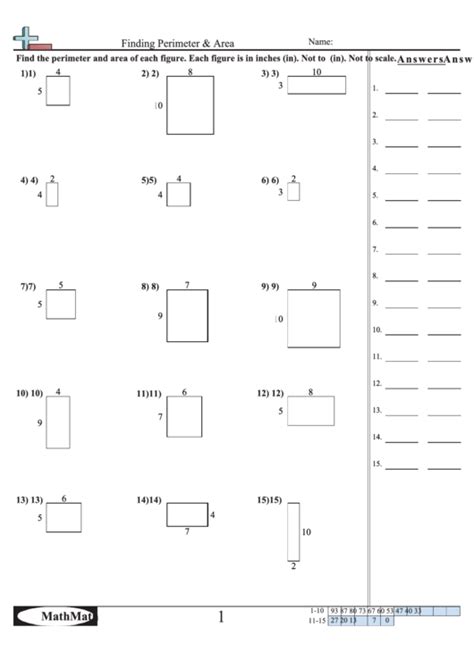 Finding Perimeter And Area Math Worksheet With Answer Key Printable Pdf