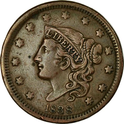 One Cent 1838 Young Head Coin From United States Online Coin Club