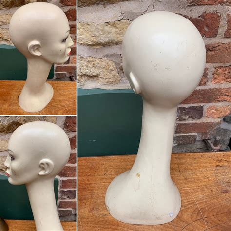 mannequin heads swan necked true vintage mid century female lady faces for millinery wigs