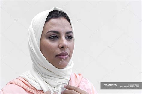Portrait Of Moroccan Woman With Hijab And Typical Arabic Dress