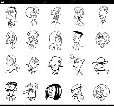 Premium Vector Cartoon People Characters Faces Set