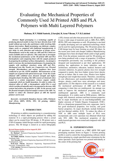 Pdf Evaluating The Mechanical Properties Of Commonly Used 3d Printed