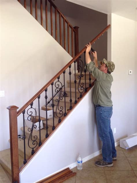 How to replace banister, newel post handrail and spindles on a staircase. Eli, replacing wood stair spindles with wrought iron ones ...