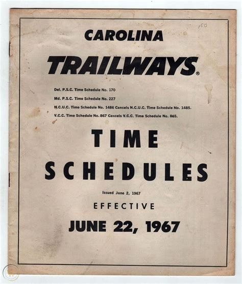 307 cottonwood heights fast bus. 1967 CAROLINA TRAILWAYS Bus Schedule TIMETABLE Time Table ...
