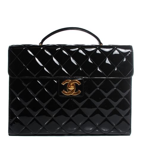 Chanel Patent Briefcase Laptop Bag Black 106699