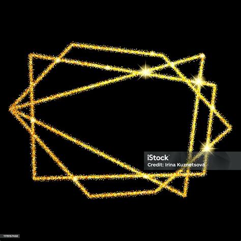 Vector Illustration Geometric Gold Glitter Polygonal Linear Frame