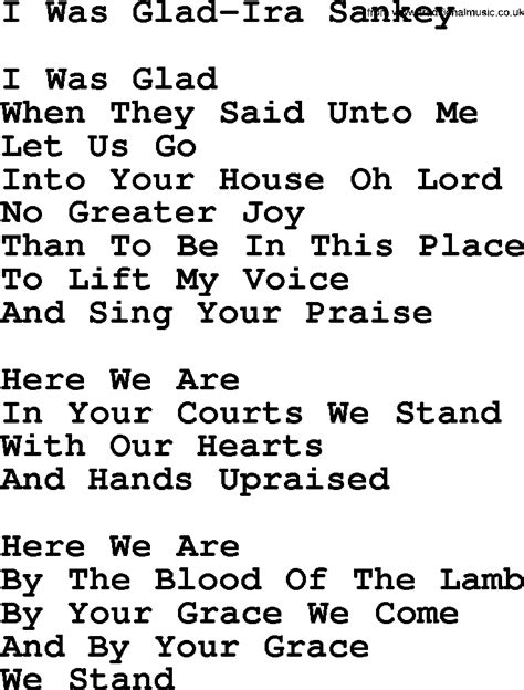 I Was Glad Ira Sankeytxt By Ira Sankey Christian Hymn Lyrics