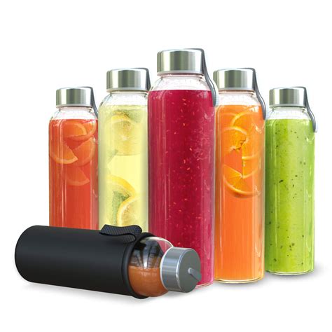 Buy Chefs Star 18 Oz Clear Glass Water Bottles Reusable Glass Juicing