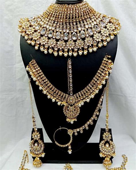 5 Items White Heavy Bridal Jewellery Sets Rs 1800 Piece Pooja Enterprises Id 21648451412