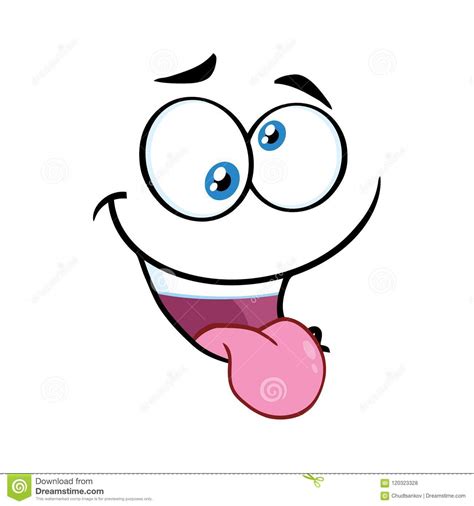 Mad Cartoon Funny Face With Crazy Expression And Protruding Tongue