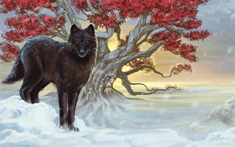 Wolves Painting Art Snow Animals Wallpaper 1920x1200