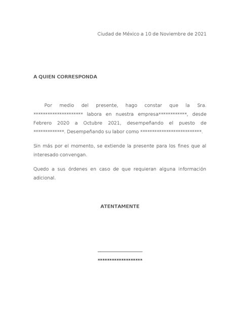 Carta De Contratacion Laboral