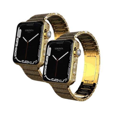 18k Solid Gold Apple Watch Series 9 With Diamond Bracelet Leronza