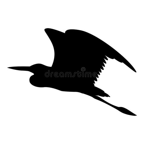 The Heron Is Flying Vector Illustration Black Silhouette Stock Vector