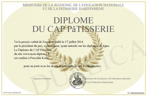 Diplome Du Cap Patisserie