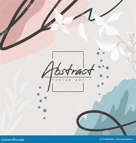 Fashion Stylish Template With Organic Abstract Shapes And Line In Nude Pastel Colors Vector