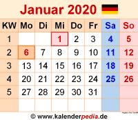 Kalender Januar 2020 Als Word Vorlagen