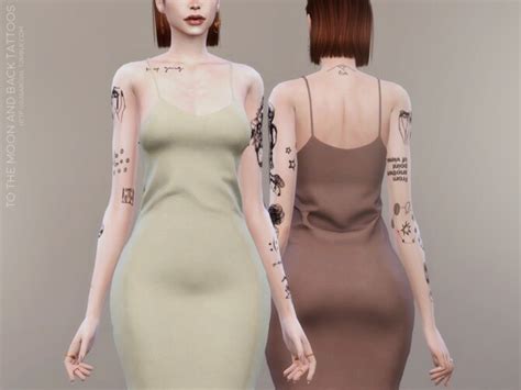 To The Moon And Back Tattoos By Sugar Owl At Tsr Sims 4 Updates