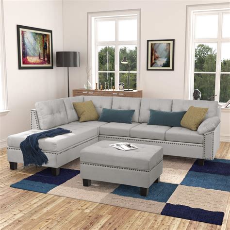 Buy Home Reversible Sectional Sofa With Storage Ottoman And Chaise Lounge Couch L Shaped 5 Seater