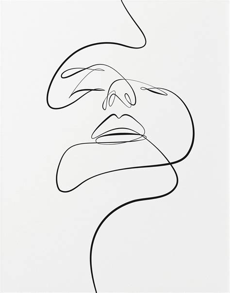 Woman Abstract Face One Line Drawing Line Art Drawings Outline Art