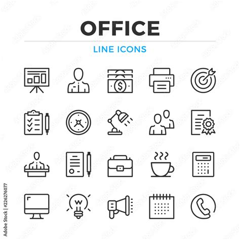Office Line Icons Set Modern Outline Elements Graphic Design Concepts
