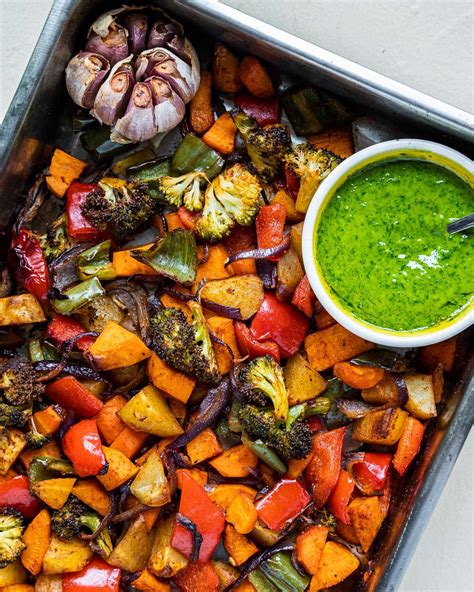 Roasted Vegetables With Cilantro Dressing Six Hungry Feet