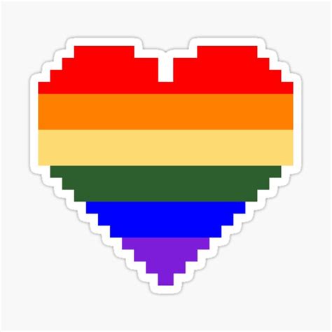 Rainbow Pride Lgbtq Flag Pixel Heart Sticker By Mithuina Redbubble