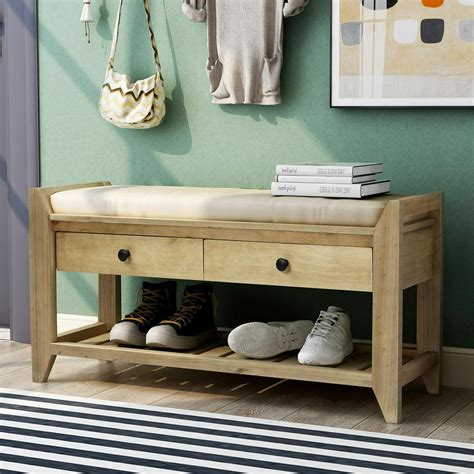 Shoe Rack Bench For Entryway Wooden Free Standing Shoe Rack With 2