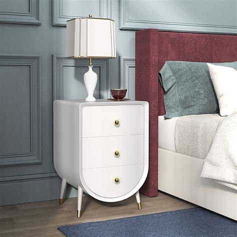 Modern White Nightstand Compact End Table For Bedroom Side Table With
