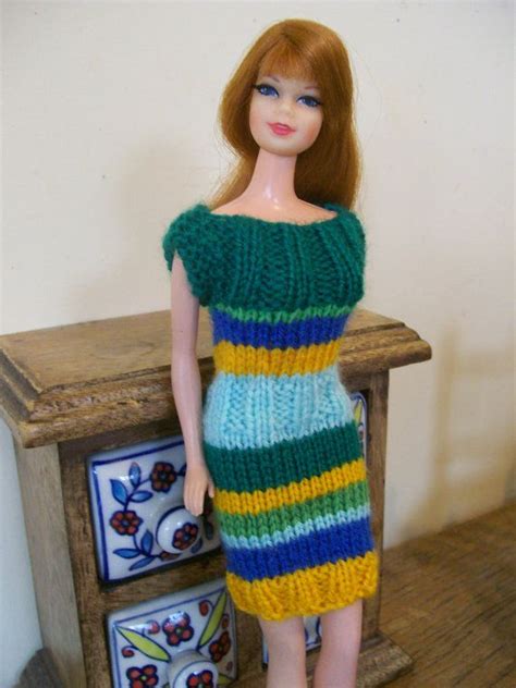 Barbie Clothes Striped Dress In Green Blue And Orange Etsy Barbie