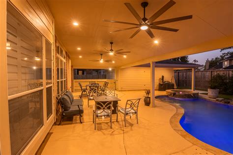 Pool Side Hip Style With L Shape Patio Cover In Spring Tx Hhi Patio Covers Patio Covers