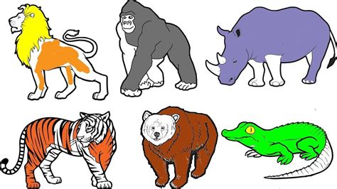 Wild Animals Coloring Pages Name And Sound Learning Animal