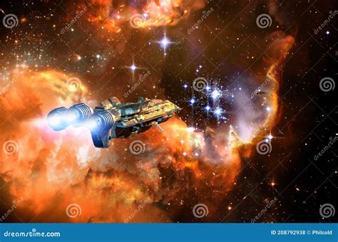 Navigating Through Stars To The Center Of A Nebula Stock Illustration